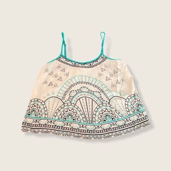 Miami Boho Cami Camisole White Black Turquoise L - Picture 1 of 6